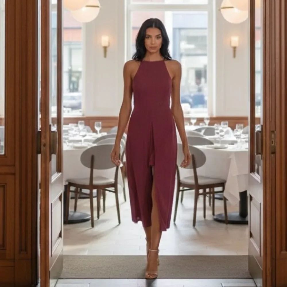 Caroline Washed Magenta Midi Dress S